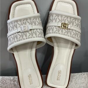 Michael Kors Monogram White Slide Sandals